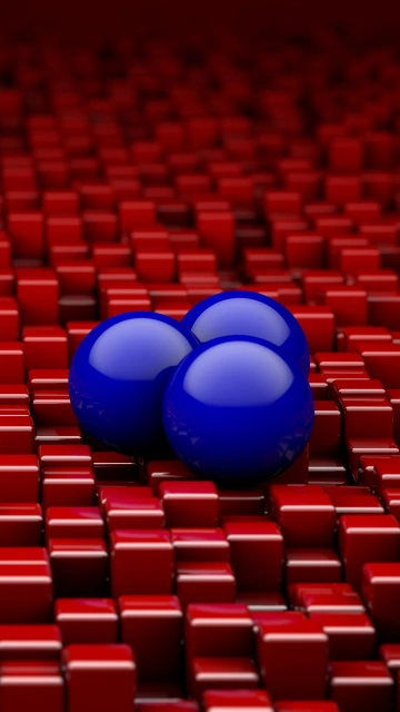 Blue Balls on Red Cubes