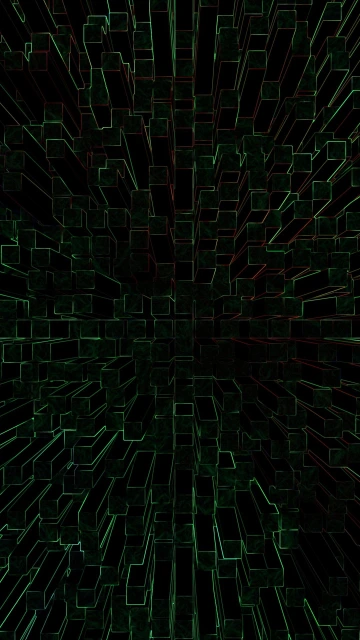 Green Neon Cubes Pattern