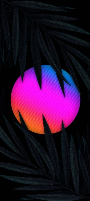 Neon Sun Behind Leaves