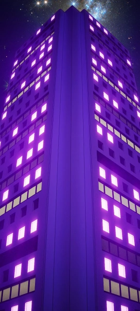 Purple Skyscraper at Night
