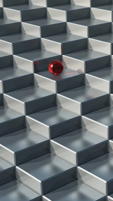 Red Sphere on Gray Cubes