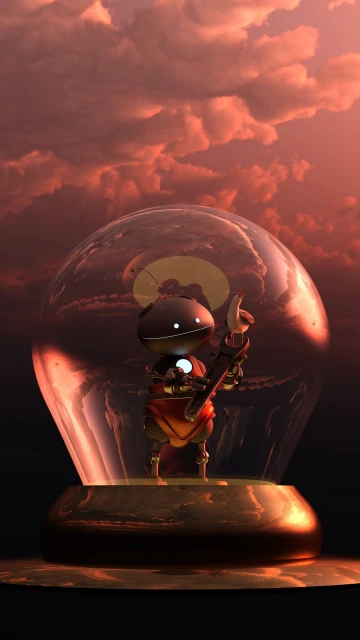 Robot in Glass Globe