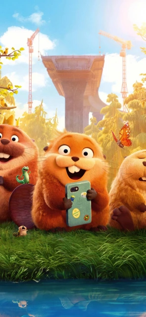 Beavers Holding Phone in Forest
