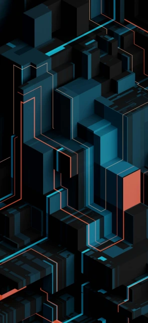 Blue and Orange Geometric Abstract