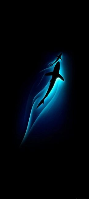 Blue glowing shark silhouette