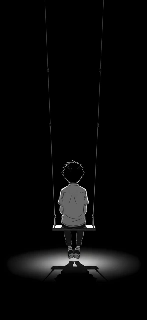 Boy Sitting on Swing