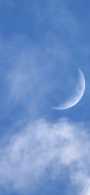 Crescent Moon in Blue Sky