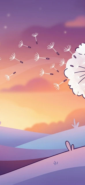 Dandelion Seeds Blowing in Wind