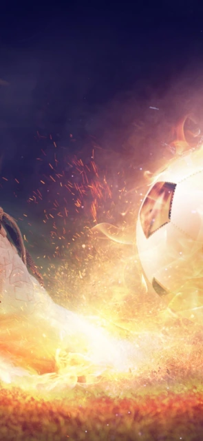 Flaming soccer ball kick