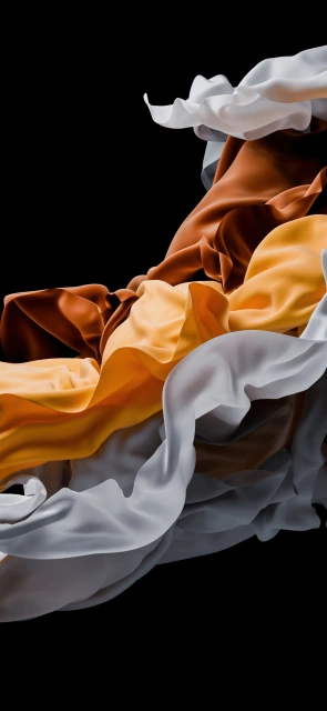 Flowing Fabric Against Black Background