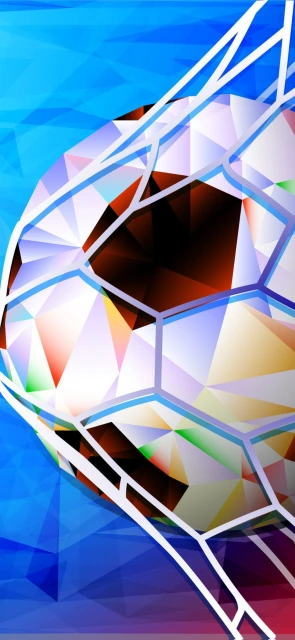Geometric soccer ball in net