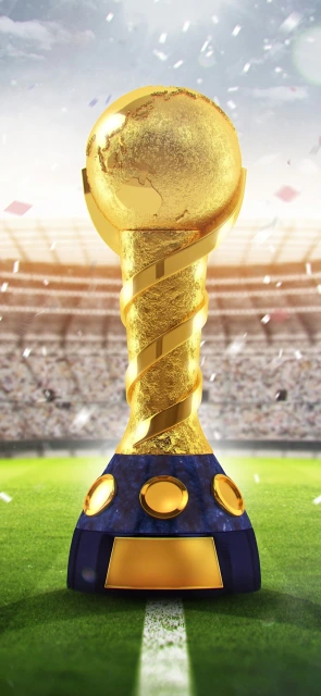 Golden trophy in stadium