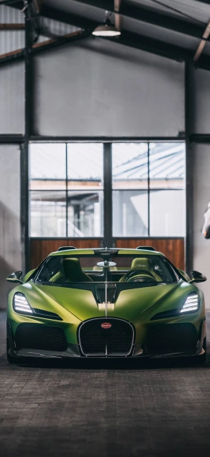 Green Bugatti Chiron in Garage