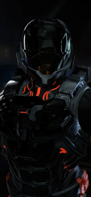 Halo Infinite Black Armor Orange Accents