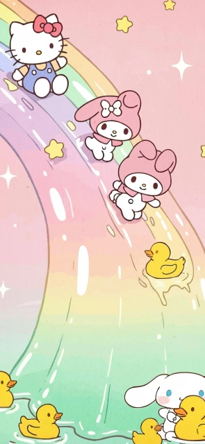 Hello Kitty and Friends on Rainbow Slide