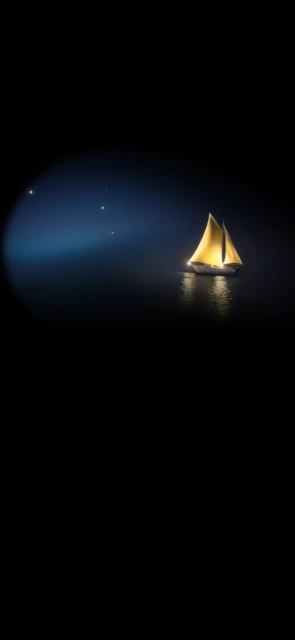 Illuminated Sailboat Night Sky