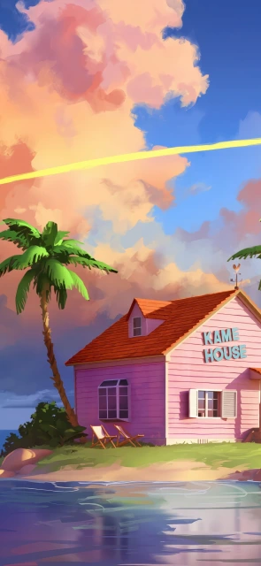 Kame House Pink House Sunset