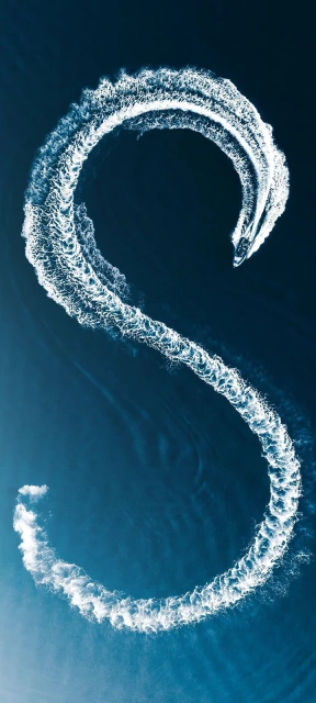 Letter S Boat Draw In Sea Background