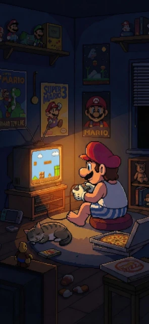 Mario Playing Super Mario Bros