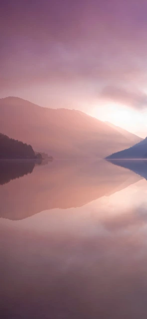 Misty Mountains Lake Reflection