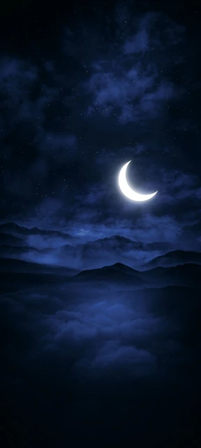 Moon Light Mountain Dark Background