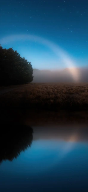 Night Rainbow Over Water