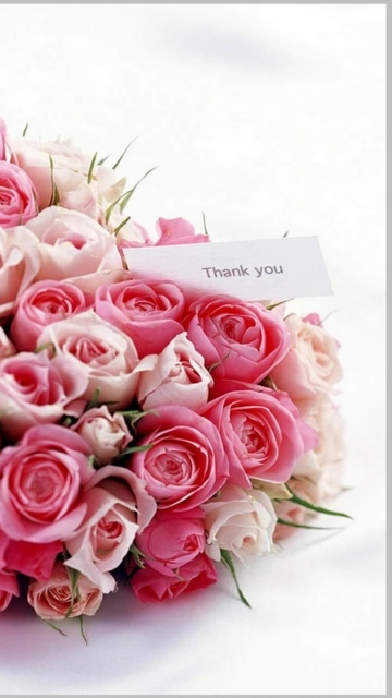 Pink Rose Bouquet With Thank You Card
