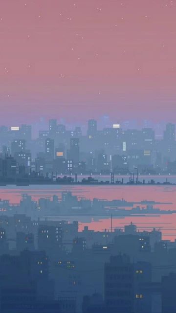 Pink Sunset Cityscape Skyline