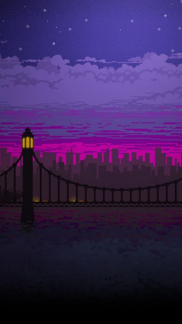 Pixel Art Bridge Cityscape