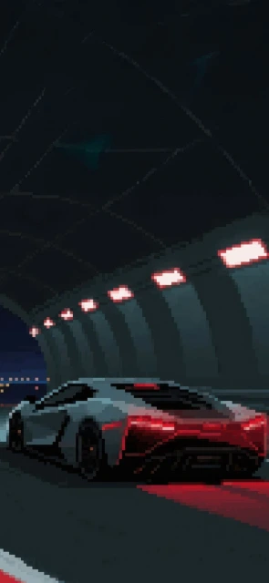 Pixel Art Car in Tunnel