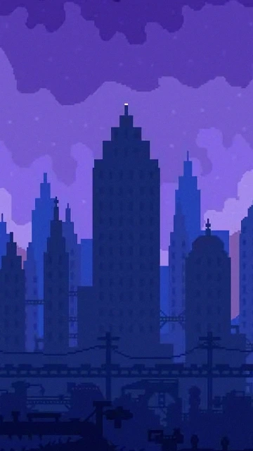 Pixel Art City Dark Skyline
