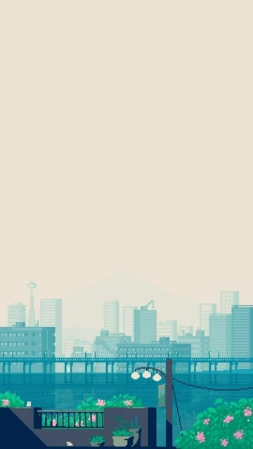 Pixel Art City Skyline View