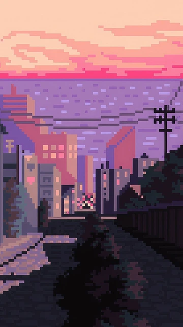 Pixel Art City Sunset 1