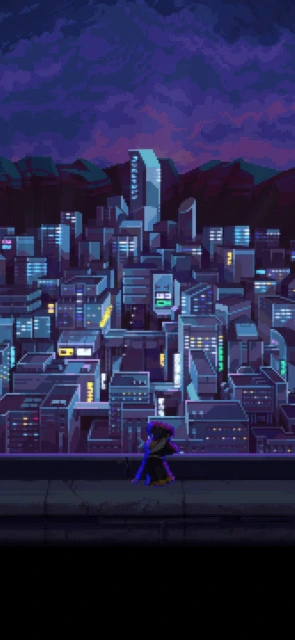 Pixel Art Cityscape at Night