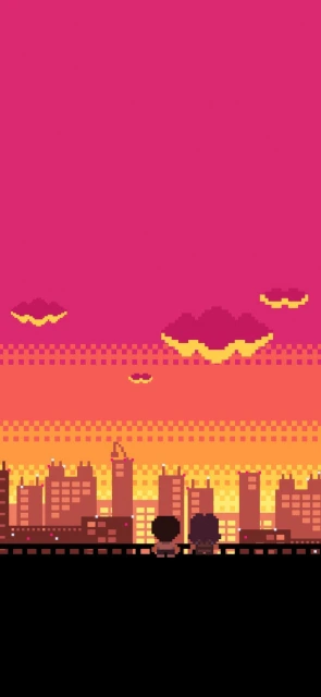 Pixel Art Couple City Sunset