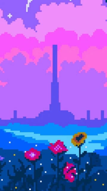 Pixel Art Factory Sunset