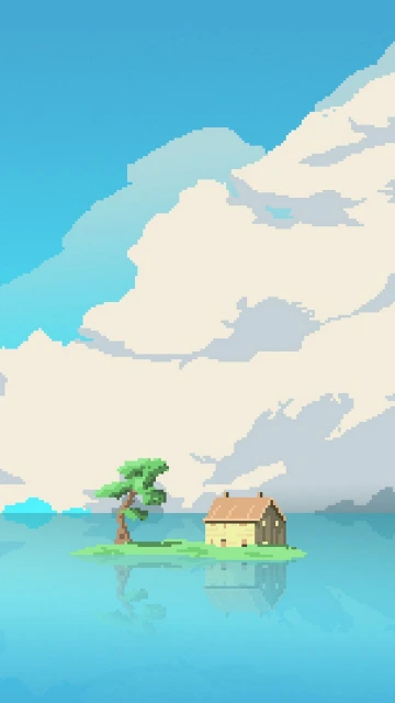 Pixel Art House on Island