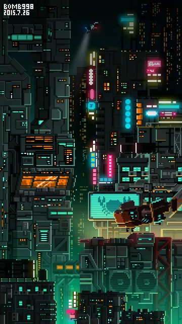 Pixel Art Neon Cityscape