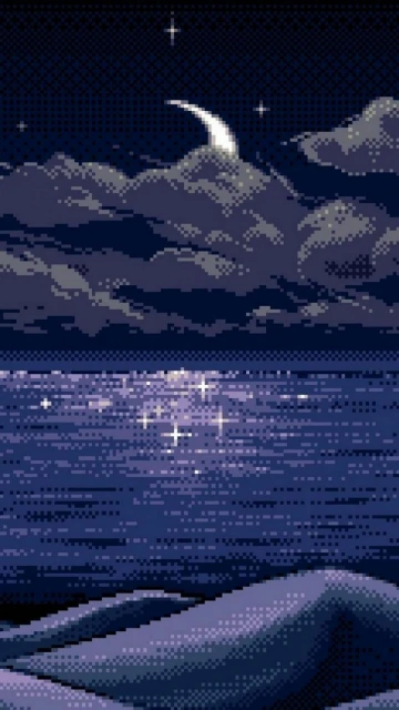 Pixel Art Night Seascape