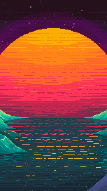 Pixel Art Ocean Sunset