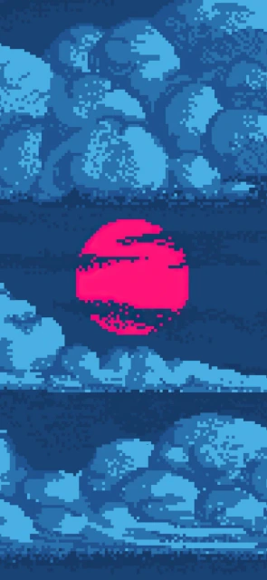Pixel Art Pink Sun Clouds