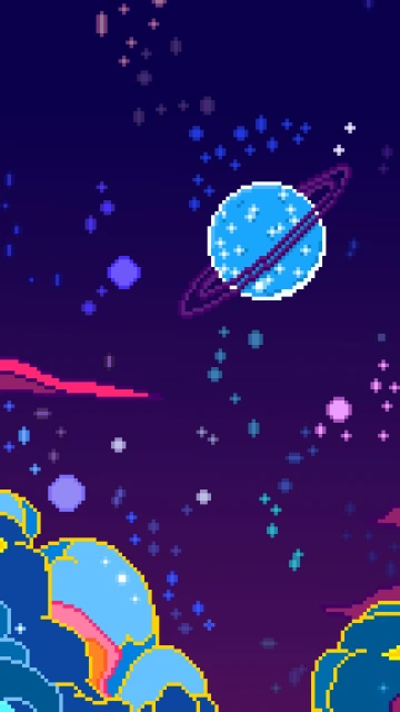 Pixel Art Planet With Rings