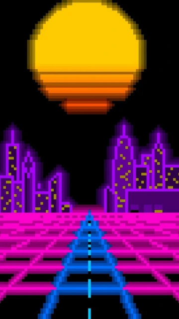 Pixel Art Retro Sunset Grid