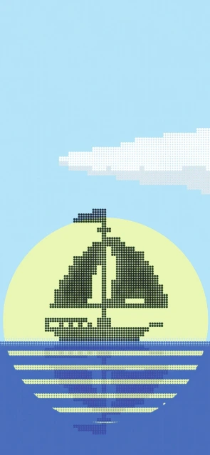 Pixel Art Sailboat Sunset