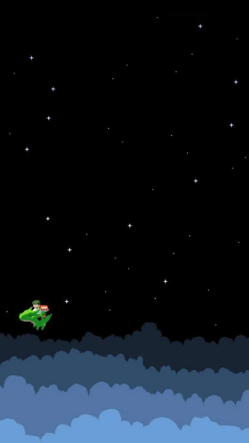 Pixel Art Spaceship in Starry Sky