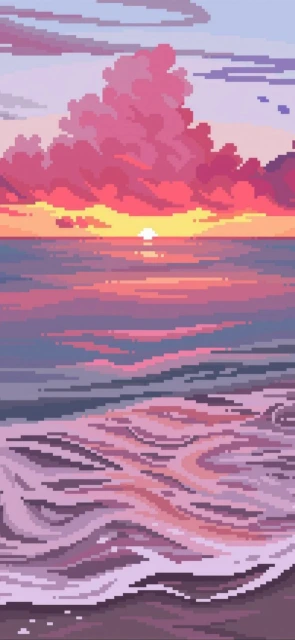 Pixel Art Sunset Beach