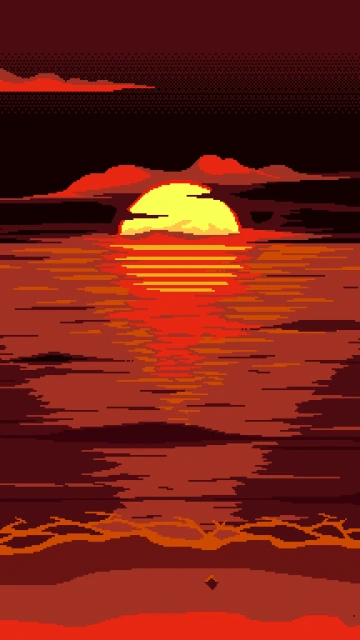 Pixel Art Sunset Reflection