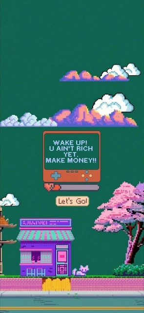 Pixel Art Wake Up Rich Screen