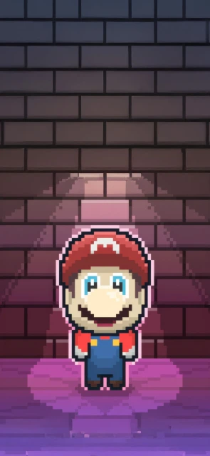 Pixel Mario Under Spotlight