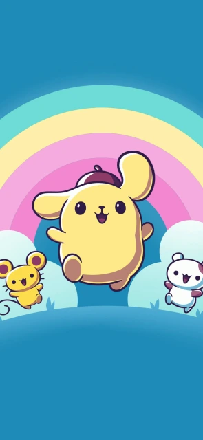 Pompompurin Jumping With Rainbow